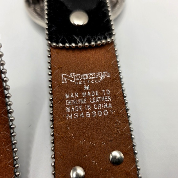 Nocona Belt Womens Black With Hide Rhinestone Studded Western Belt M N3483001 - Picture 4 of 6